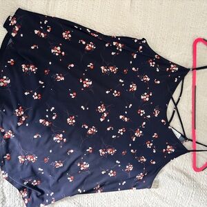 Floral Print Tank Top - Navy